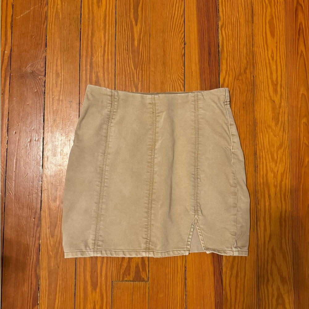 Free People Tan Khaki Mini Pencil Skirt Casual